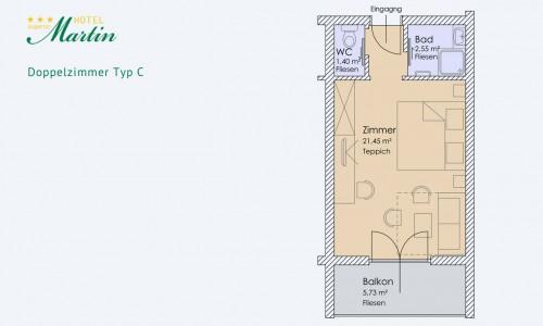 Doppelzimmer Typ C - komfortable und gemütlich eingerichtet