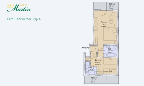 Zimmerskizze Familienzimmer Typ A